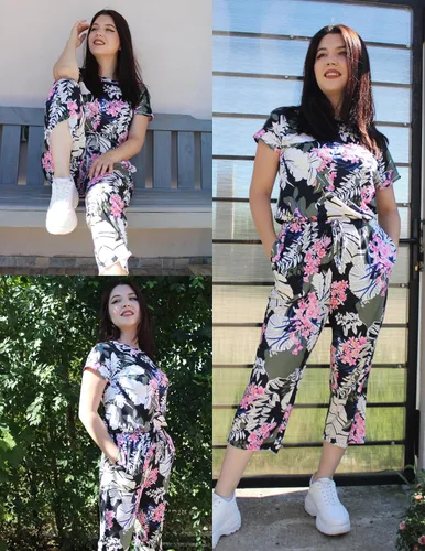 Miniatura 3 de EkouaerCapriPajamasforWomenSetFloralPrintShortSleeveSleepwear TopsandCapriPants 2 Peice Lounge SetswithPockets