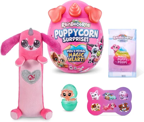 Miniatura 9 de Zuru Rainbocorns Puppycorn Surprise Series 1 Penny la pug, perro de peluche, coleccionable, huevo sorpresa, paquete de calcomanías, mezcla Slime