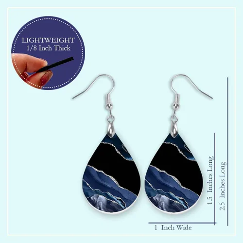 Miniatura 16 de Dangle Earrings for Women Colorful Dangling Drop Statement Jewelry Printed MDF Wood Teardrop Double Side Print Handmade by The Painted Pug