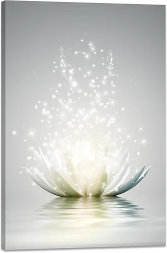 Lienzo floral de loto para oficina zen, arte de pared, meditación, cuadros de arte moderno para pared zen, spa, fotos, sala de yoga, listo para