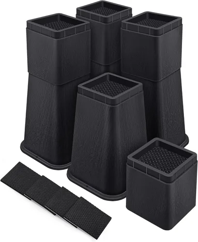 Miniatura 9 de ANNKUT Elevadores de cama de 10 pulgadas resistentes, elevación en alturas de 1,2,3,4,5,6,7,8,9,10 pulgadas, elevadores de muebles ajustables