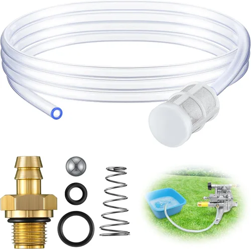 Enhon Kit de inyector químico de tubo de sifón, manguera de sifón para lavadora a presión con filtro, kit de inyector de jabón químico compatible