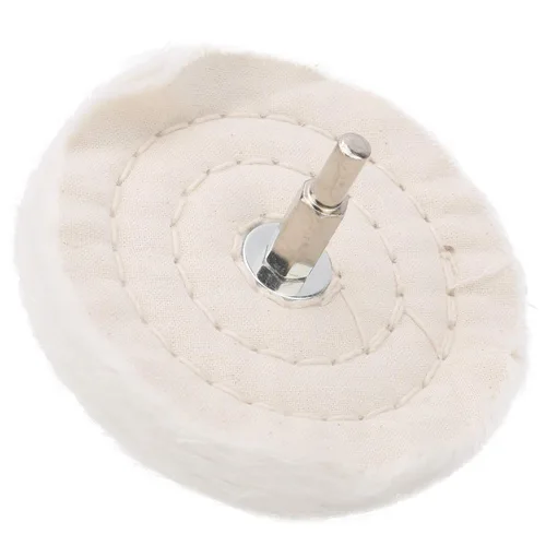 ViaGasaFamido Kit de rueda de pulido de tela blanca para taladro, herramientas de pulido de espejo de algodón de tipo plano con mango para joyería