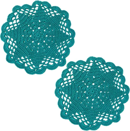 Miniatura 11 de Juego de 2 manteles individuales de encaje con diseño de flores huecas de ganchillo, manteles individuales de encaje para taza de té, aniversario