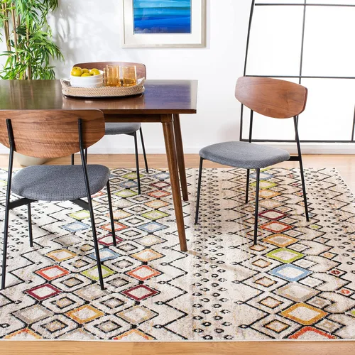 Miniatura 3 de SAFAVIEH Amsterdam Collection Alfombra Decorativa - 2.3 pies x 4 pies, Negro & Multi, Diseño Marroquí Bohemio, Sin Desprendimiento y Fácil Cuidado