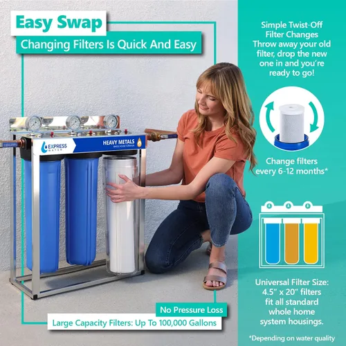 Miniatura 5 de Express Water Whole House - Juego de filtros de agua para metales pesados para toda la casa – Kit de reemplazo de filtración de agua de 3 etapas