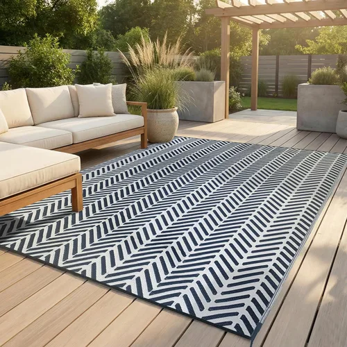 Miniatura 19 de FH Home - Alfombra para exteriores de camping, impermeable, resistente a la decoloración, reversible, plástico reciclado de alta calidad, a rayas