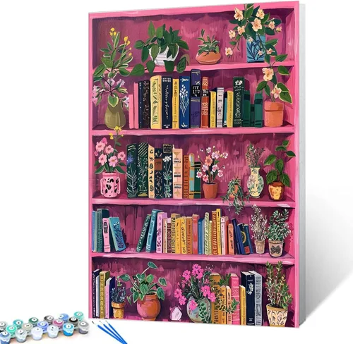 Miniatura 24 de Aihonmin Estantería 6 Pack Pintar por Números para Adultos Libros Pintura DIY sobre Lienzo con Pinceles Pigmento Manualidades DIY Pintura Acrílica