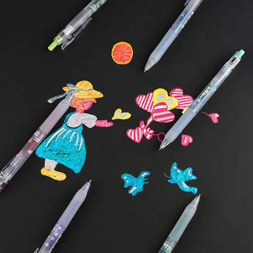 Miniatura 6 de Bolígrafos de gel con purpurina, 0.7mm de punta fina, 16 colores surtidos con agarre cómodo, bolígrafos brillantes retráctiles