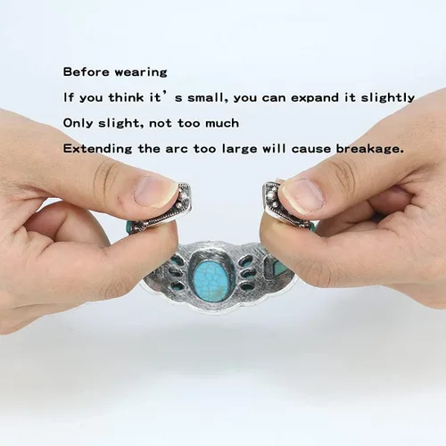 Miniatura 5 de Pulsera de turquesa comprimida con base chapada en rgentium antiguo para mujer, joyería de moda