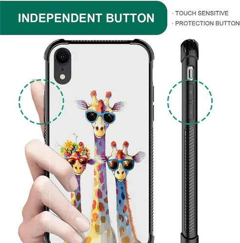 Miniatura 6 de CARLOCA Funda para iPhone XR, diseño de jirafa de cristal, ultra protección, a prueba de golpes, silicona suave TPU antideslizante para iPhone XR