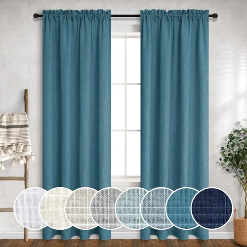 Miniatura 59 de Cortinas blancas puras de 38 pulgadas de ancho para dormitorio, juego de 2 paneles de cortinas de privacidad con bolsillo para barra, cortinas