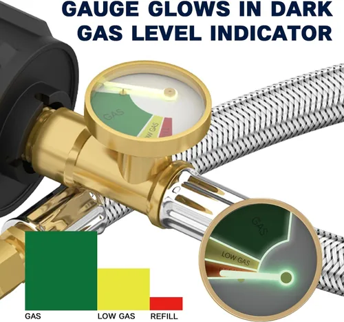 Miniatura 6 de Mangueras de propano RV de 18 pulgadas con calibre, manguera de propano trenzada de acero inoxidable, manguera de propano para tanque de caravana