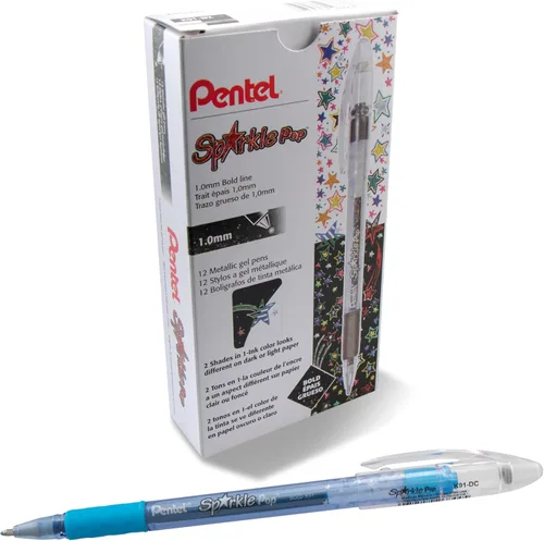 Miniatura 15 de Pentel Sparkle Pop Bolígrafo de Gel Metálico, (1.0mm) Línea Gruesa, Rosa, Caja de 12 Bolígrafos (K91-DP)