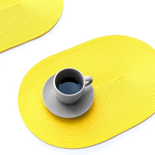 Miniatura 17 de FunWheat Juego de 4 manteles individuales ovalados trenzados para mesas de comedor, lavables, resistentes al calor, para uso en interiores y Beige