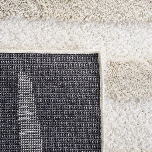 Miniatura 7 de SAFAVIEH Hi-Lo Shag Collection - Alfombra para pasillo, 2 pies 2 pulgadas x 8 pies, color beige, diseño moderno a rayas, no desprende pelusa