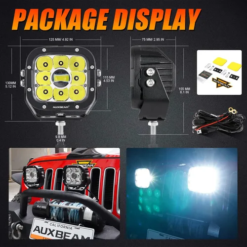 Miniatura 5 de Auxbeam Luces LED para todo terreno, luces de conducción LED, barra de luz de trabajo con arnés de cableado para camión, camioneta, SUV, ATV, UTV