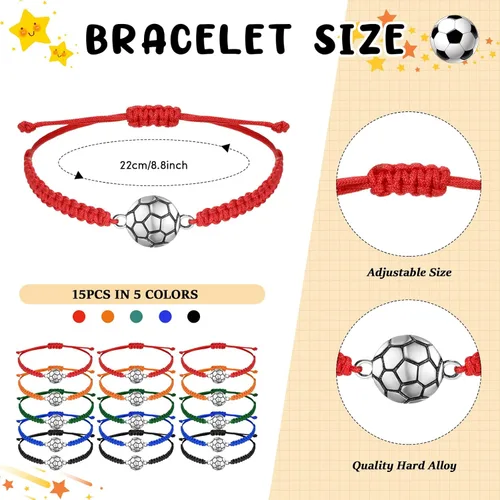 Miniatura 3 de Sabary Juego de 30 recuerdos de fiesta temática deportiva, 15 bolígrafos de fútbol, 15 pulseras temáticas de fútbol, bolígrafos de bolígrafo