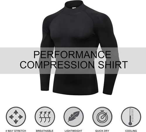 Miniatura 5 de Camisas de compresión de cuello alto para hombre, 3