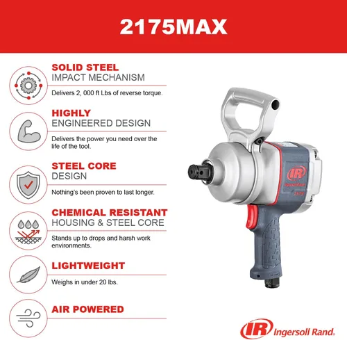 Miniatura 5 de Ingersoll Rand 2175MAX Llave de impacto neumática de 1 pulgada, par máximo de 2,000 pies-libras, empuñadura de pistola
