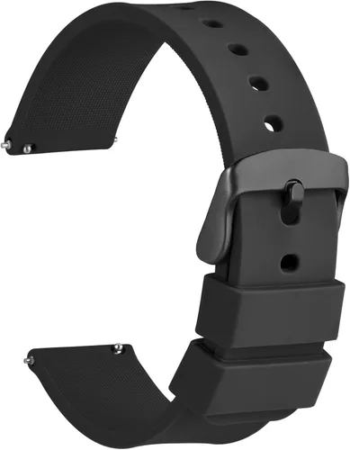 WOCCI Correas de reloj de goma de silicona, hebilla de acero inoxidable plateado, liberación rápida, 13 colores a elegir, 0.551in, 0.630in, 0.709in,