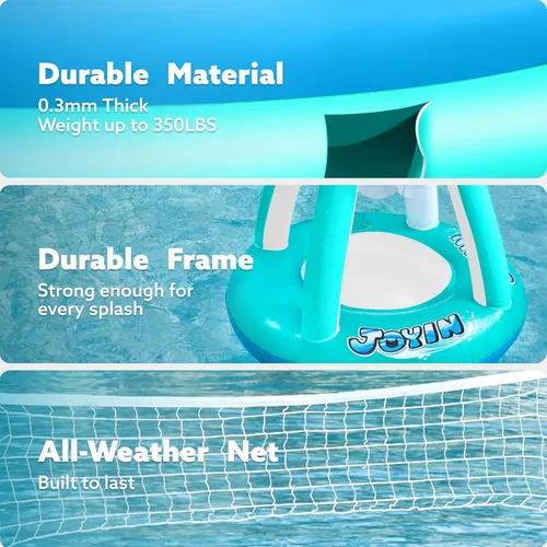 Miniatura 5 de JOYIN Juego de flotador inflable para piscina, red de voleibol y aros de baloncesto, juguete flotante de natación para niños y adultos, flotadores