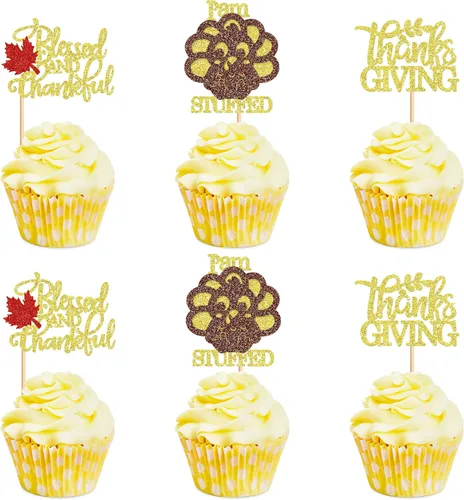 Miniatura 10 de 24 adornos para cupcakes de calabaza con purpurina, decoraciones de baby shower, tema de cosecha de otoño, suministros para fiestas de cumpleaños