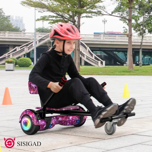 Miniatura 3 de SISIGAD - Accesorio de asiento para patinete, patinete autoequilibrante de 6.5 pulgadas, go kart con Bluetooth y luces LED, para niños, niñas, 6.5