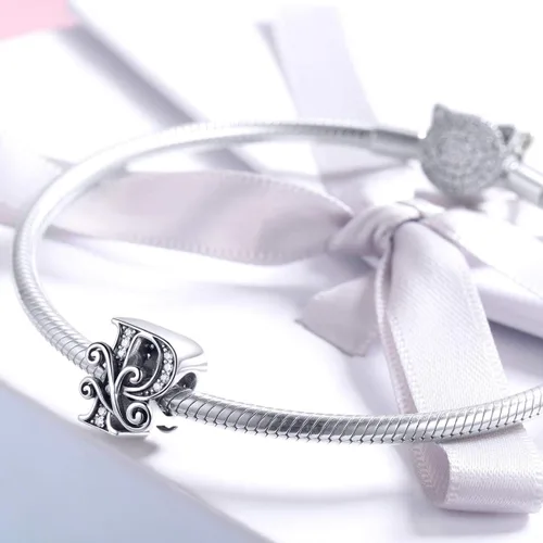 Miniatura 32 de BETTY&SARAH dije de plata esterlina 925 con forma de letra, para pulseras Pandora, letra del alfabeto, joya, regalo para mujer