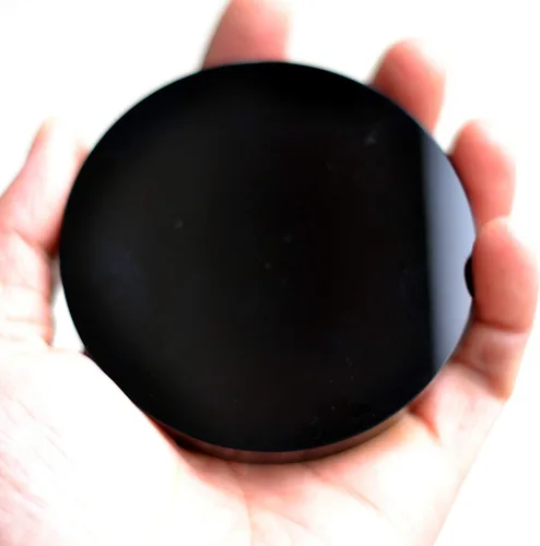 Miniatura 4 de Espejo de obsidiana negra, redondo, suave, natural, pulido, diámetro de 3 pulgadas