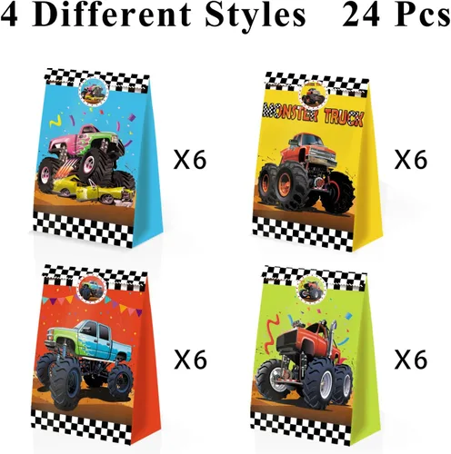 Miniatura 3 de 24 bolsas de golosinas Monster Truck: recuerdos de fiesta de monstruos y decoraciones para fiestas de cumpleaños de niños
