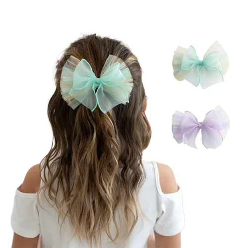 Miniatura 20 de 2 pinzas para el cabello con lazo grande para niñas y mujeres, accesorio elegante para el cabello para cumpleaños, uso diario, vacaciones y fiestas