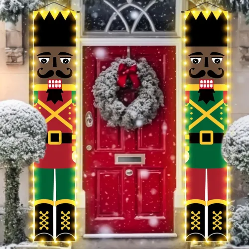 2 unidades LED negro soldado decoraciones de Navidad para exteriores afroamericanos para puerta de soldado alto, decoración de Navidad para el