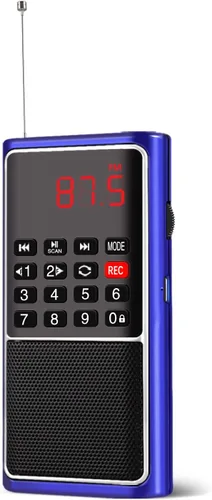 Miniatura 12 de Leting Radio portátil con altavoz MP3, radios FM portátil, soporte de radio FM, tarjeta TF/USB/grabación de música, mini radio con batería Negro