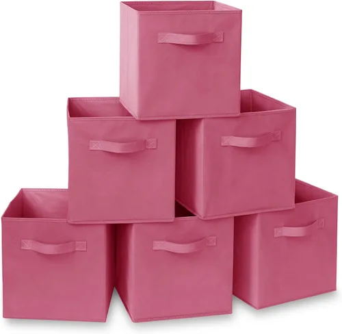 Miniatura 27 de Casafield juego de 6 cubos de almacenamiento plegables de tela, canastas de tela plegables de 11 pulgadas, para estantes, cubos organizadores