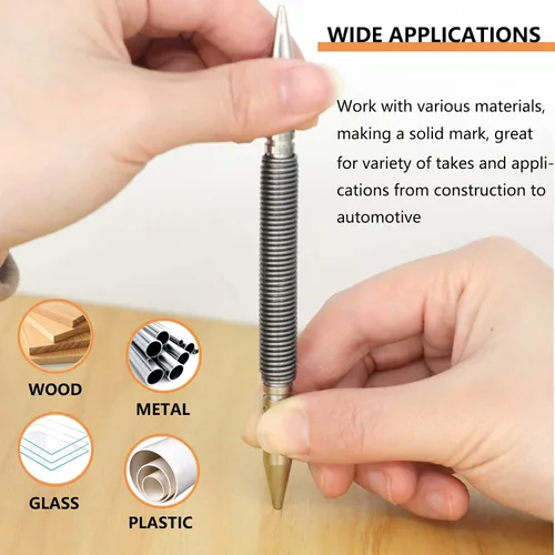 Miniatura 5 de WHLLING Juego de 2 cabezas dobles combo clavador de uñas, juego de uñas de doble punta 3/32" & 1/8" con resorte, punzón de clavos sin martillo
