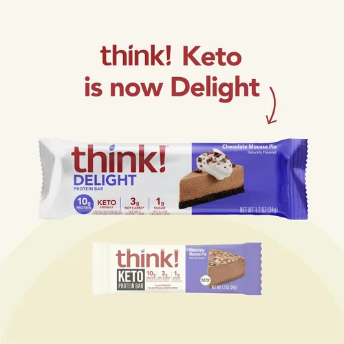 Miniatura 3 de think! Delight Barras de proteínas, bajas en carbohidratos, sin gluten, pastel de mousse de chocolate, 10 unidades (el embalaje puede variar)