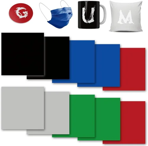 Miniatura 25 de Hojas de transferencia negras, 10 piezas de 12 x 12 pulgadas, papel de sublimación preimpreso de color liso sólido para tazas de prensa de calor