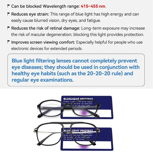 Miniatura 4 de Dollger Lentes de bloqueo de luz azul para mujer, estilo aviador de gran tamaño, lentes de computadora que protegen tu visión, elegantes y saludables