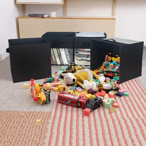 Miniatura 3 de Paquete de 4 cubos de almacenamiento con ventana transparente, cajas grandes con asas, organizador de armario de tela, 13 x 13 x 13 pulgadas