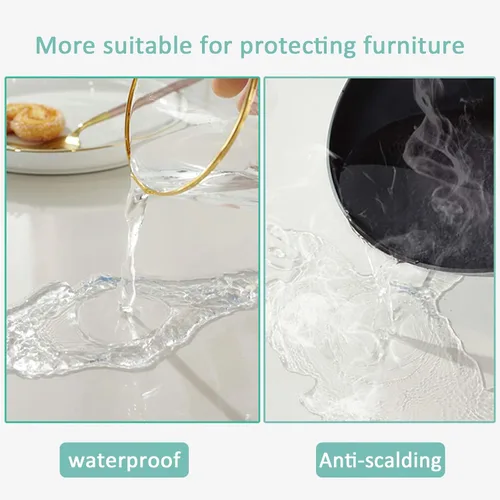 Miniatura 3 de Protector de mantel mate transparente en ángulo recto, 0.079 in biselado de PVC suave de vidrio resistente al agua y al aceite, para vidrio, mármol