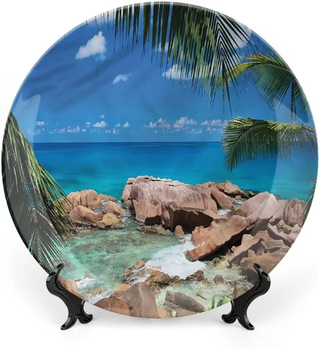 Miniatura 24 de Plato decorativo de 6 pulgadas, artesanía de cerámica turquesa, patrón floral antiguo de cachemira, estampado clásico de Oriente Medio, para colgar