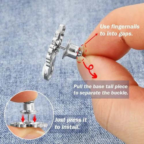 Miniatura 7 de 22 piezas de ajustadores de cintura para pantalones, 14 juegos de 10 estilos de pines de botones de jeans extraíbles, botones instantáneos