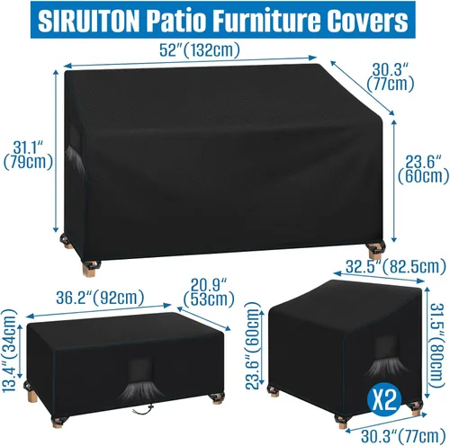 Miniatura 2 de SIRUITON Funda impermeable para muebles de exterior, 4 piezas, fundas para muebles de patio, fundas para muebles de patio, 210D, tela resistente