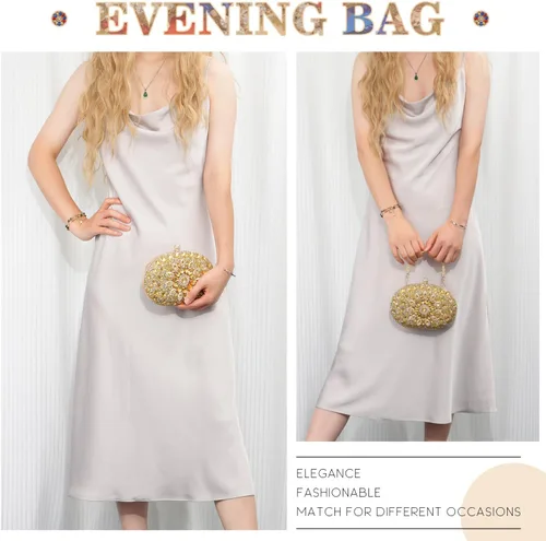 Miniatura 6 de Bolso de mano de noche con diamantes de imitación para mujer, bolsa de mano con diamantes brillantes y brillantes, bolsa de fiesta de boda de cristal