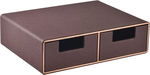 Miniatura 9 de Organizador de escritorio de cuero de lino con cajones, mini organizador de cajones de escritorio, apilable, multifuncional, caja de almacenamiento