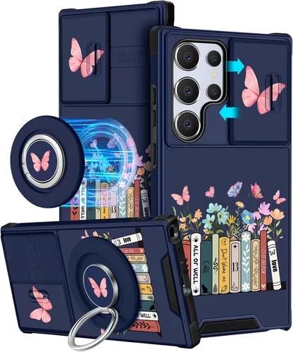 Miniatura 52 de Funermei Funda para teléfono Samsung Galaxy A15 5G - [2 en 1] Funda para teléfono de mujeres lindas chicas, diseño femenino de mariposa negra