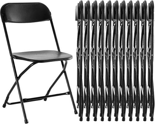 Miniatura 23 de Sweetcrispy Paquete de 4 sillas plegables de plástico para 330 libras, portátiles, metal resistente, fáciles de usar, almacenar, cómodas, para Gris