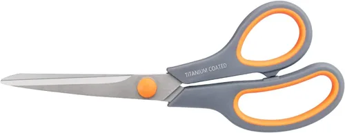 Tijeras multiusos de 8 pulgadas con revestimiento de titanio, tijeras afiladas resistentes para diestros o zurdos, asas de agarre cómodo para Gris