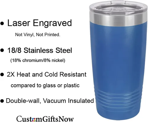 Miniatura 2 de Taza de café personalizable con texto personalizable y grabado láser de 20 onzas Azul